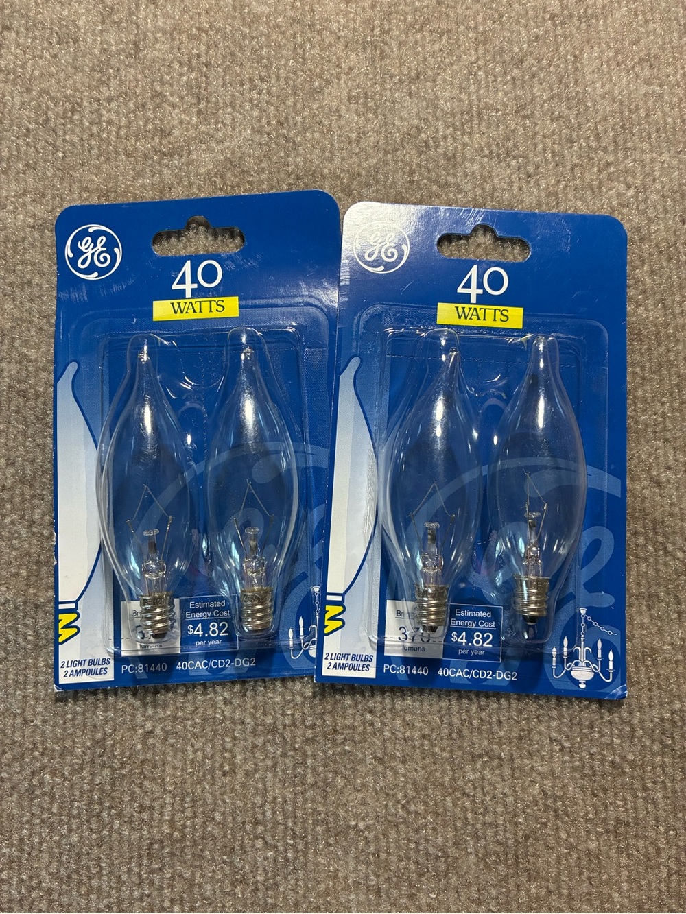 GE 40W Clear Candelabra Bulb Twin Pack - Clear